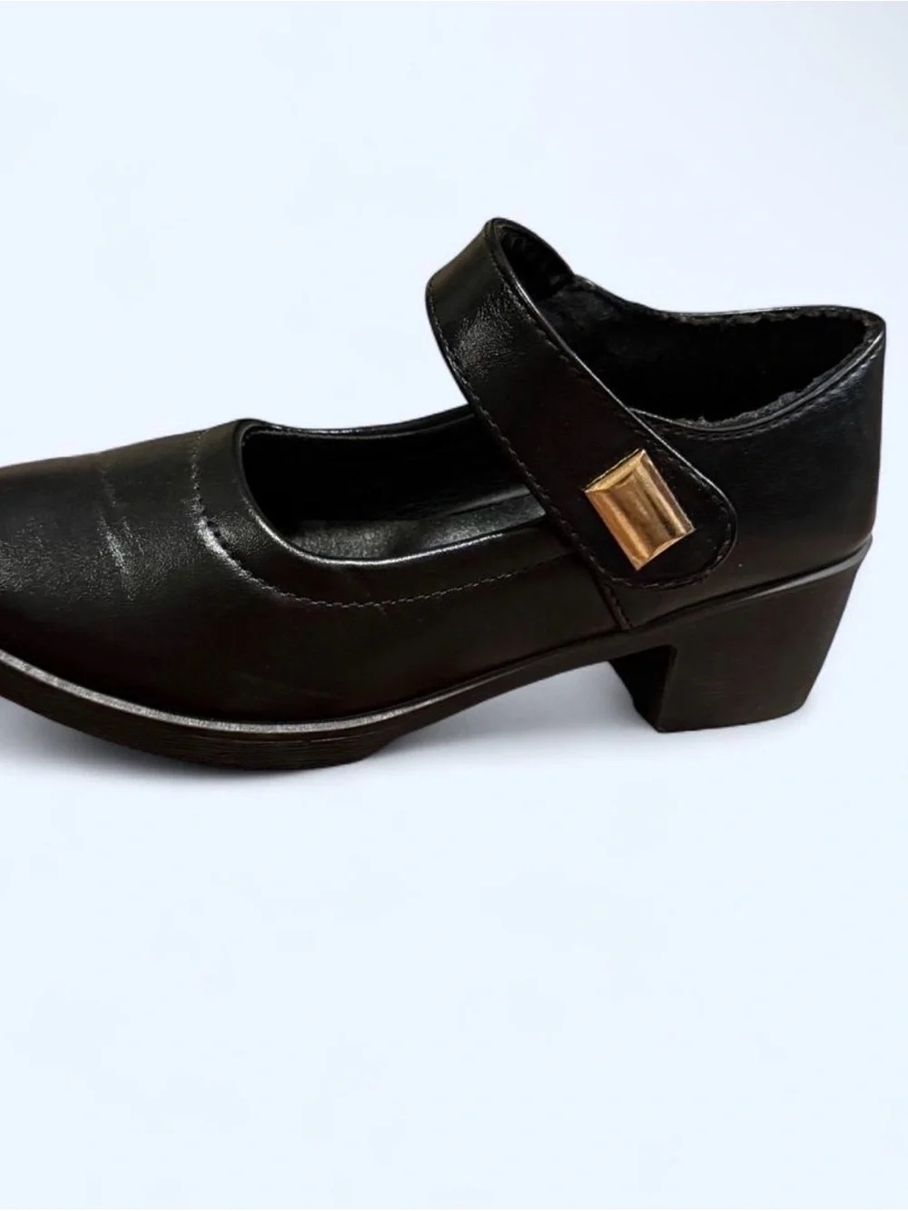 Classic Black Mary Jane Heels - Women's Elegant Strap Shoes